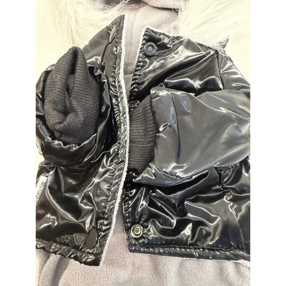 Waterproof snowsuit Dog Winter Warm Dog Jacket Coat Hooded Jumpsuit black size M